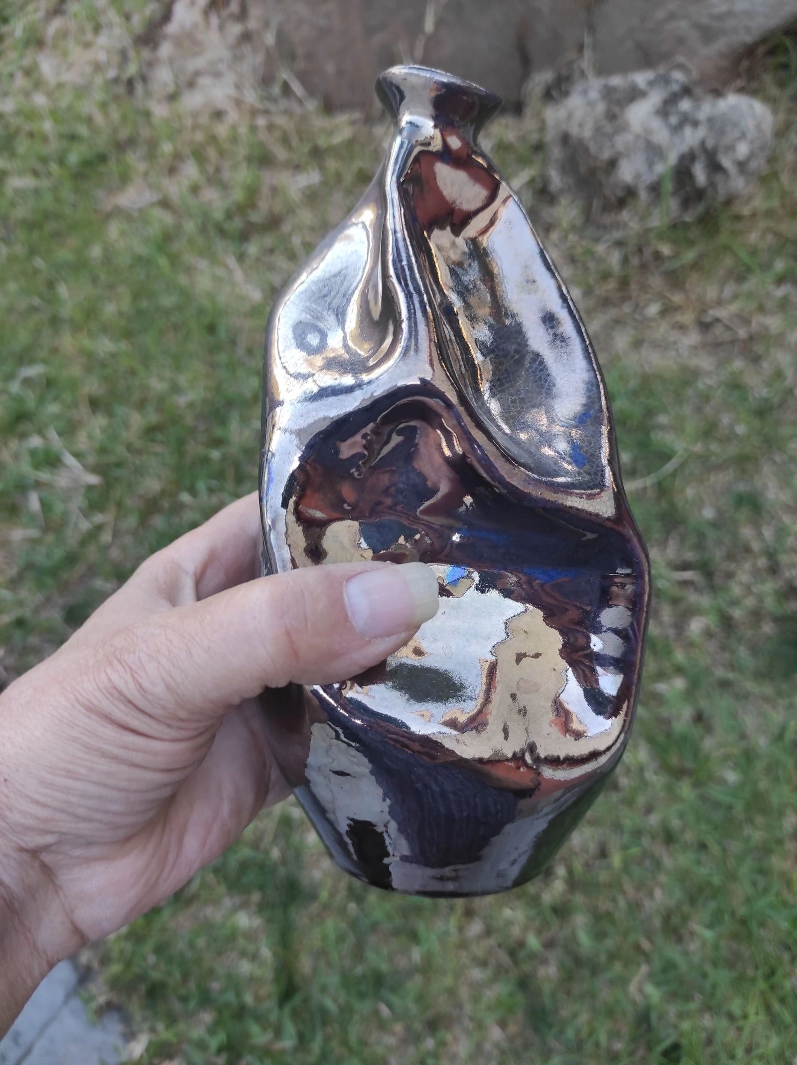 Copper ceramic flower vase violetero – photo 2